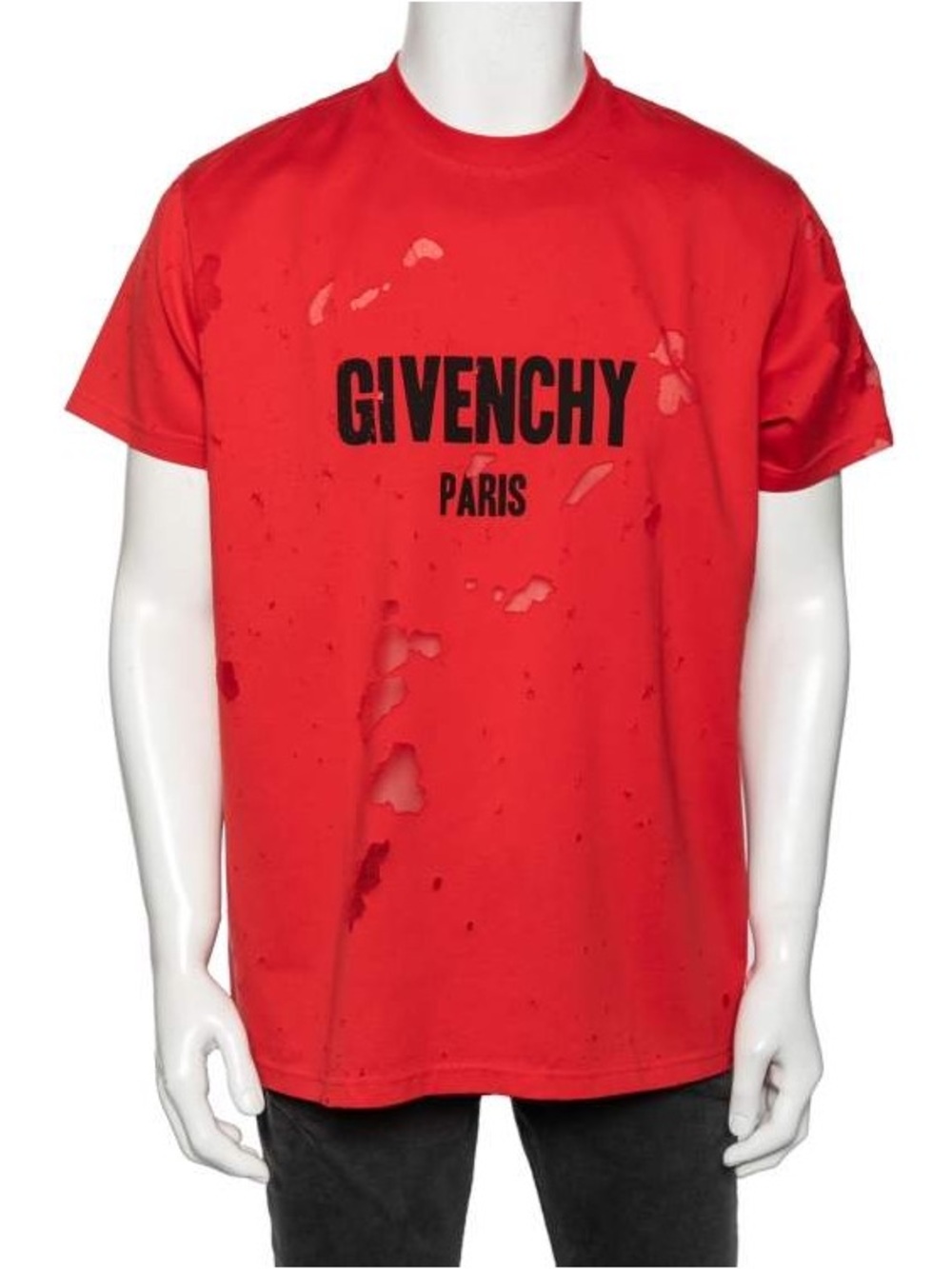 Givenchy Red Distressed Logo Tee
